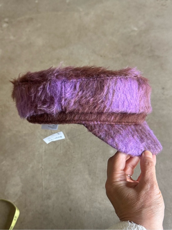 Anthropologie Accessories - NWT Anthropologie Fuzzy Purple and Brown Baker Boy Cap OS